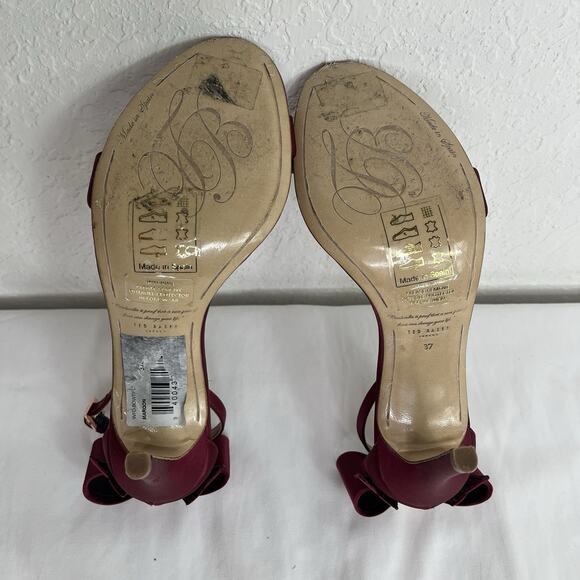Ted Baker Bow Heeled Satin Maroon Sandals Size 6.5/EU37, Designer, glam, elegant - Picture 6 of 9